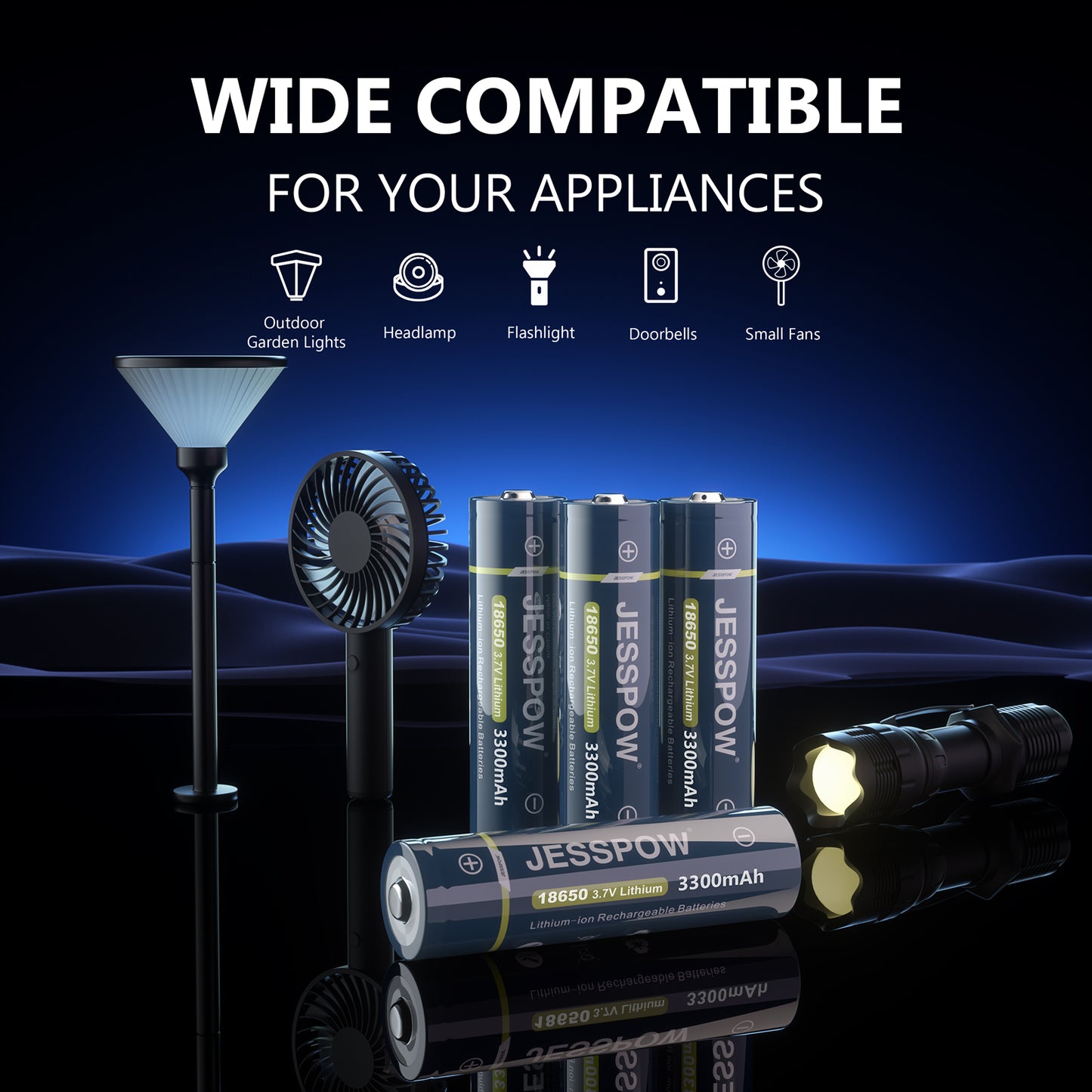 18650 Button Top Rechargeable Battery - 2 Pack