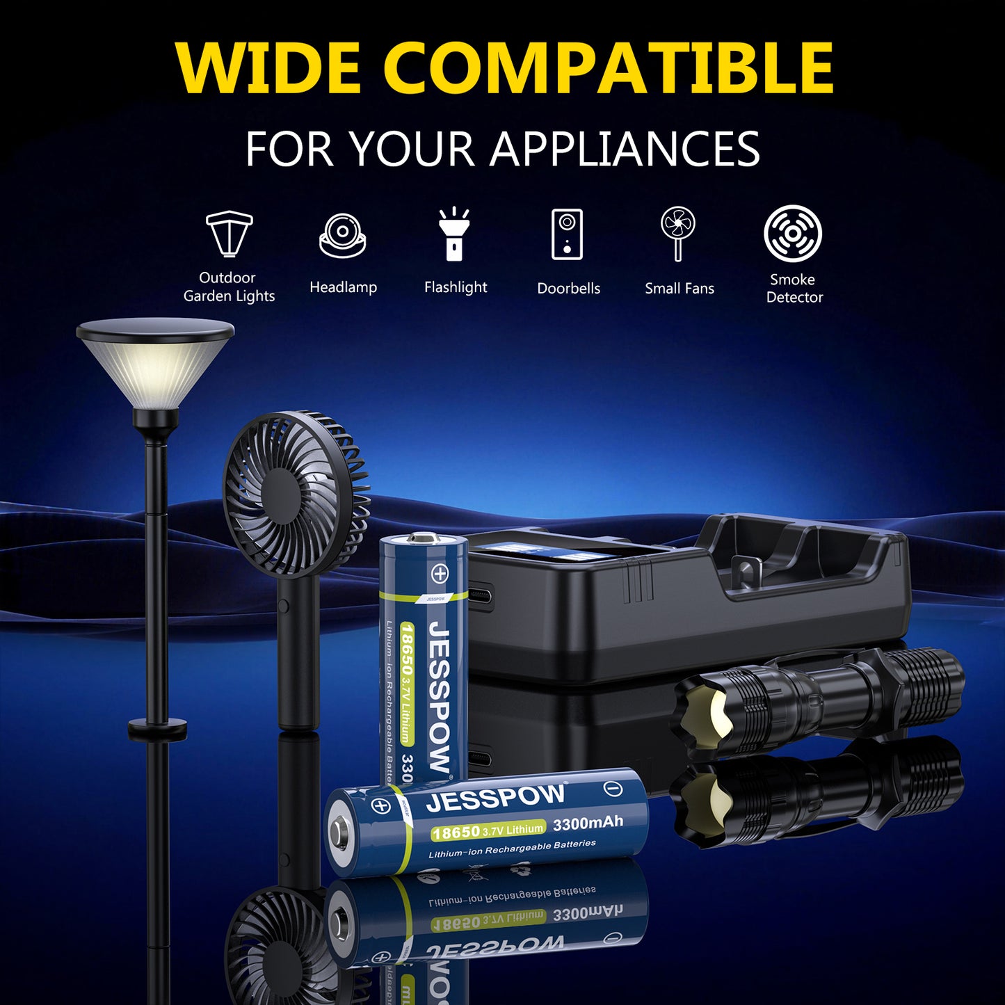18650 2 Pack Button Top Rechargeable Battery with Charger