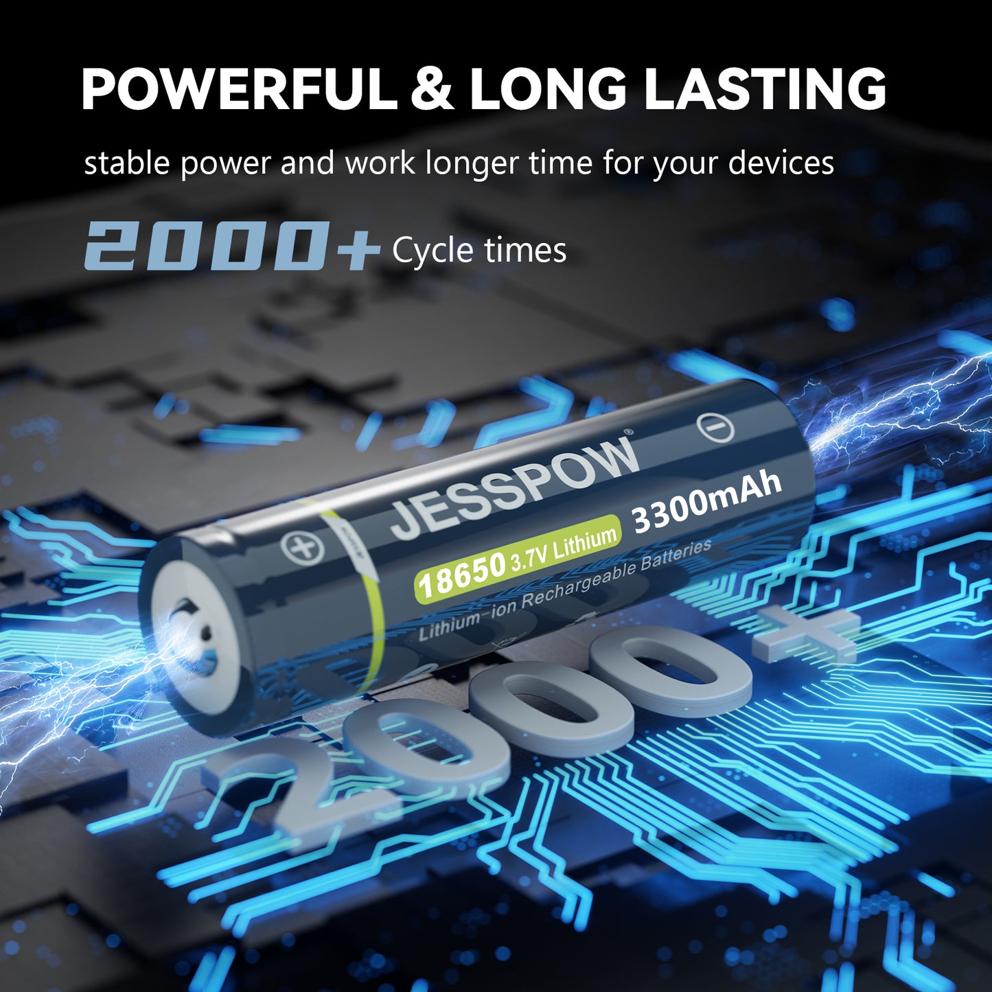 18650 Button Top Rechargeable Battery - 8 Pack