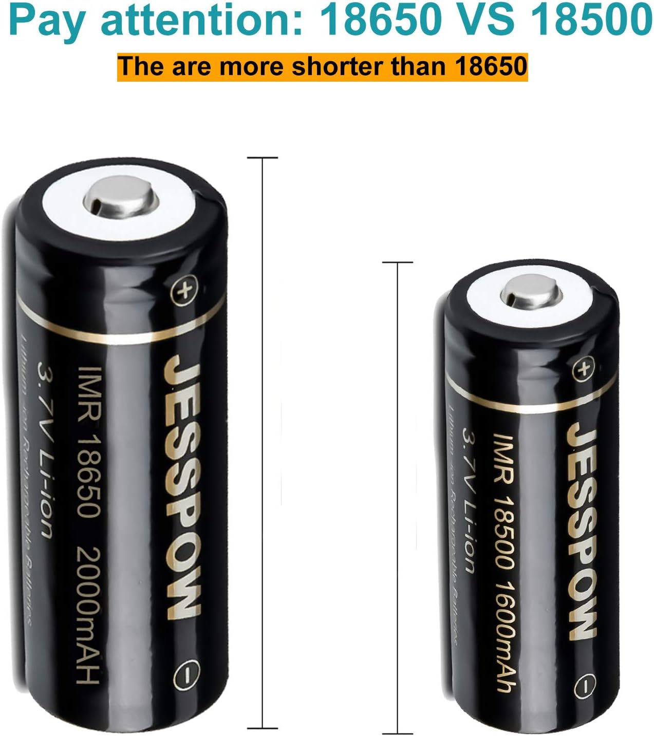 18500 Button Top Rechargeable Battery 3.7V - 4 Pack
