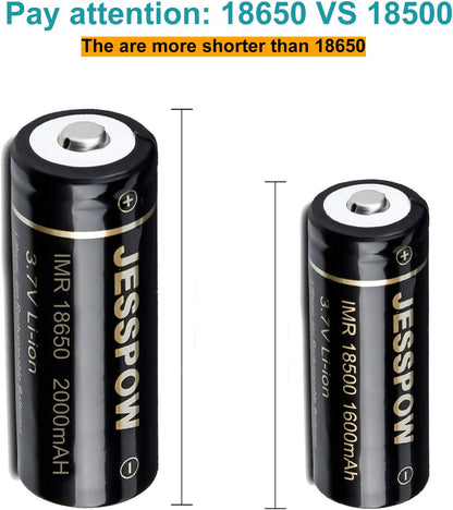 18500 Button Top Rechargeable Battery 3.7V - 4 Pack