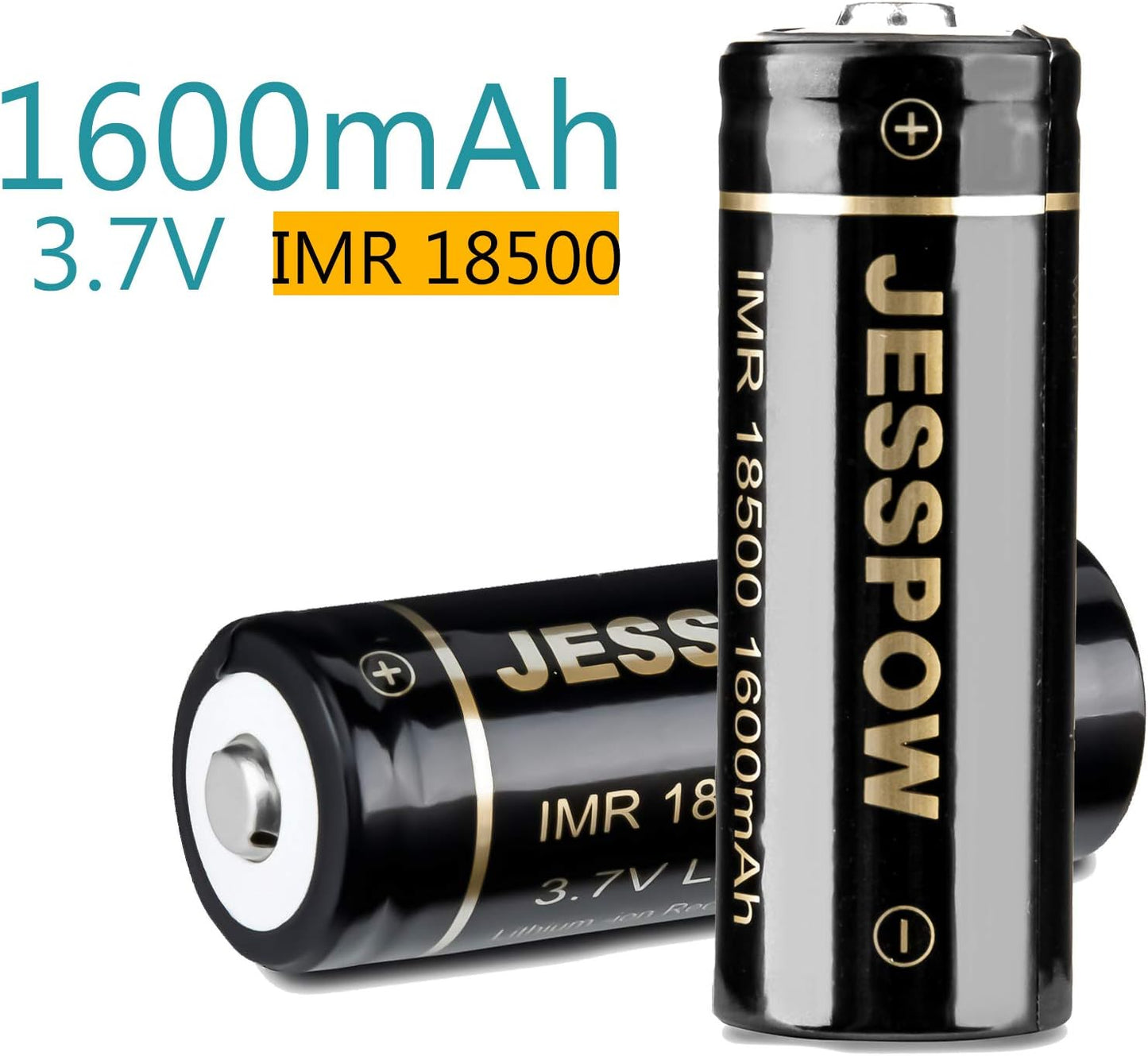 18500 Button Top Rechargeable Battery 3.7V - 4 Pack