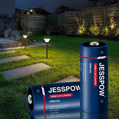 18500 Rechargeable Solar Battery 3.2V - 2 Pack