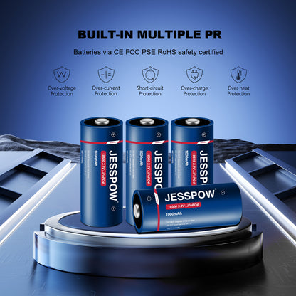 18500 Rechargeable Solar Battery 3.2V - 2 Pack