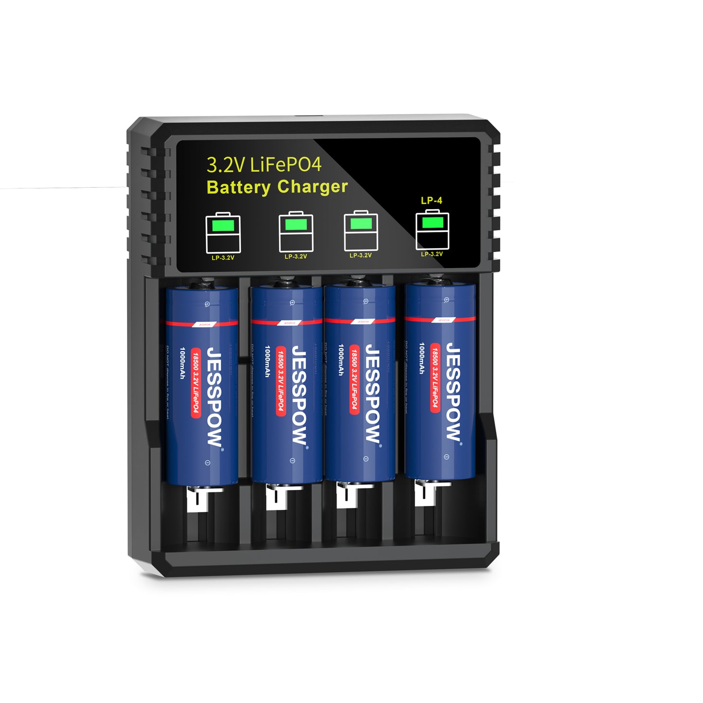 18500 4 Pack 3.2V Rechargeable Battery with Charger