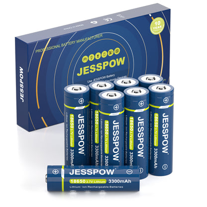 18650 Button Top Rechargeable Battery - 8 Pack
