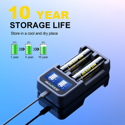 18650 2 Pack 3.7V Rechargeable Battery with Charger
