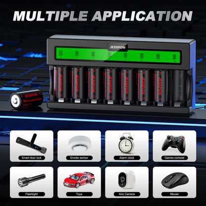 CR123A 32 Pack 3.7V Rechargeable Battery with Charger