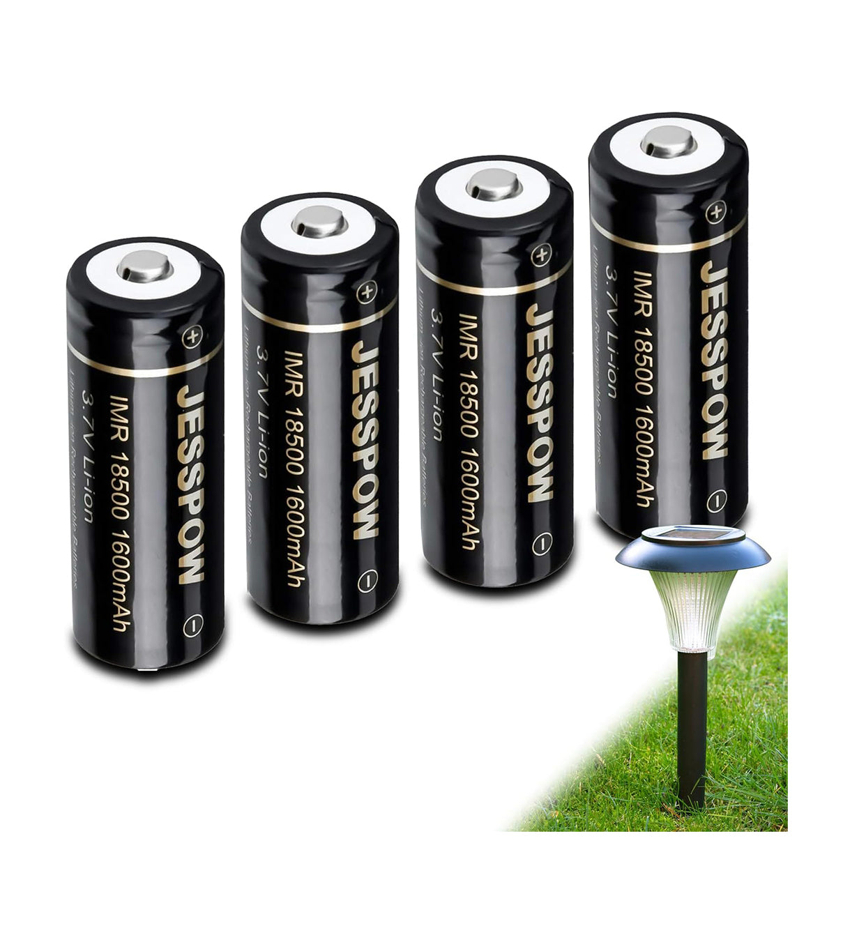 18500 Button Top Rechargeable Battery 3.7V - 4 Pack