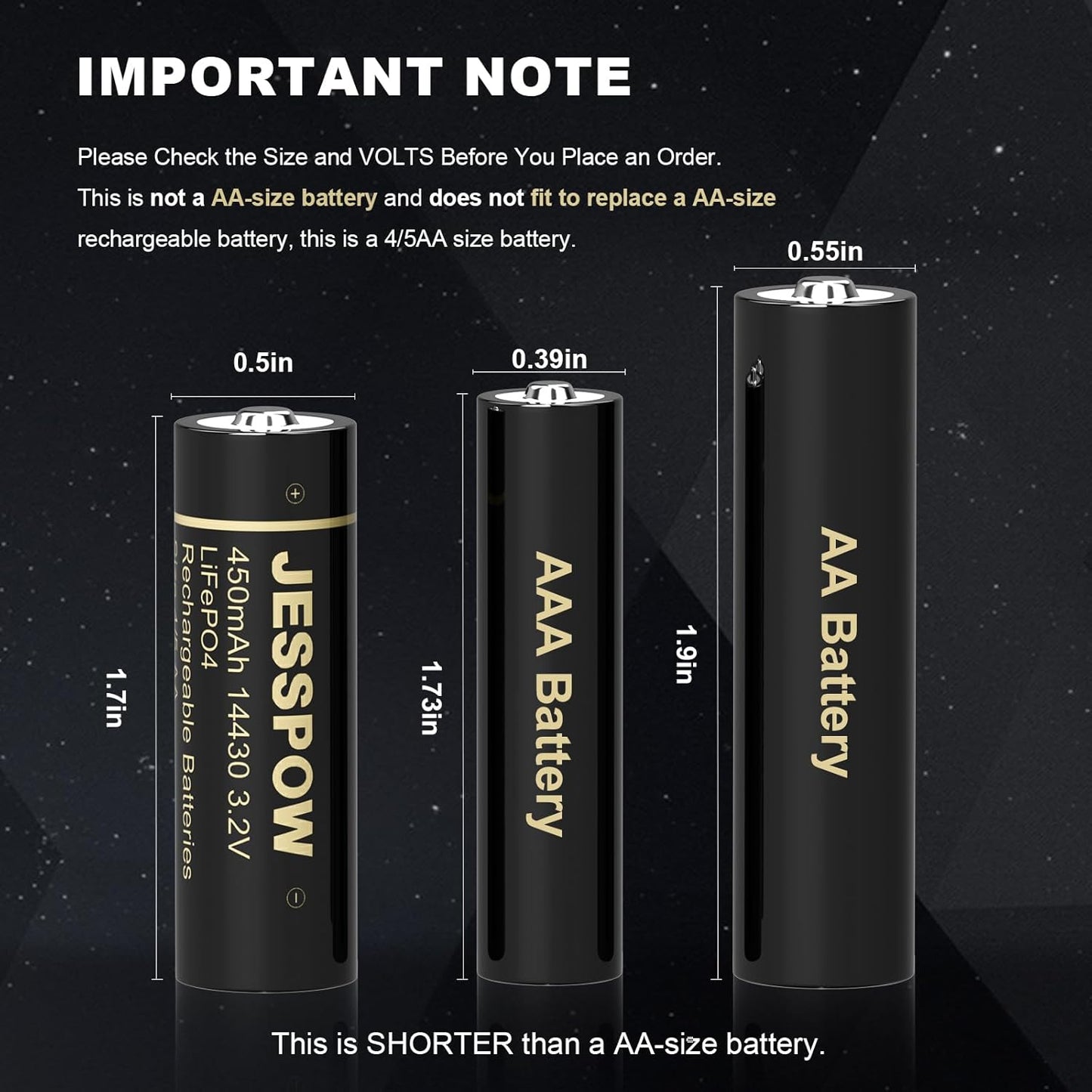 14430 Rechargeable Solar Battery 3.2V - 8 Pack