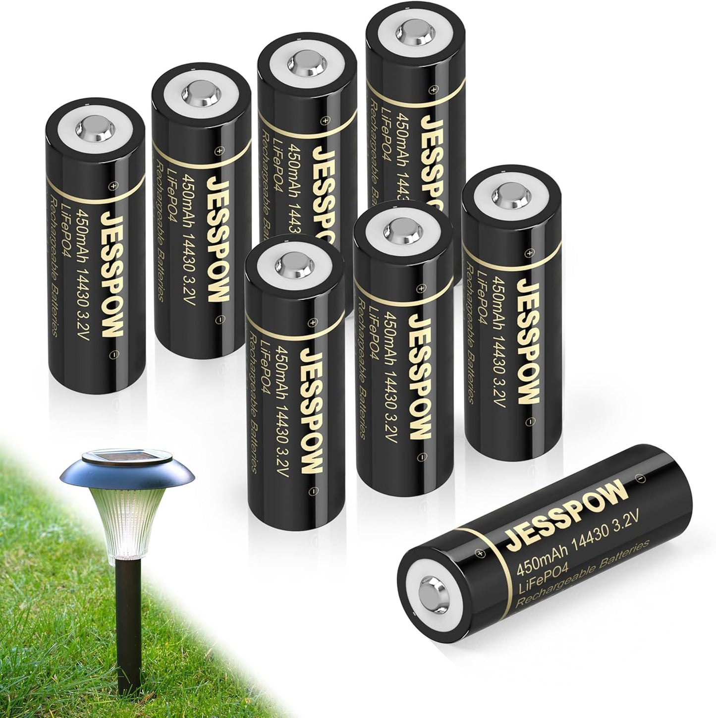 14430 Rechargeable Solar Battery 3.2V - 8 Pack