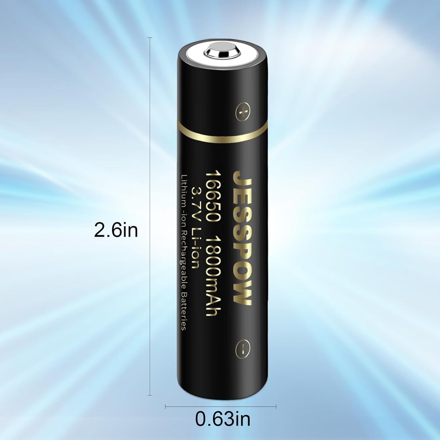 16650 Rechargeable Battery 3.7V - 2 Pack