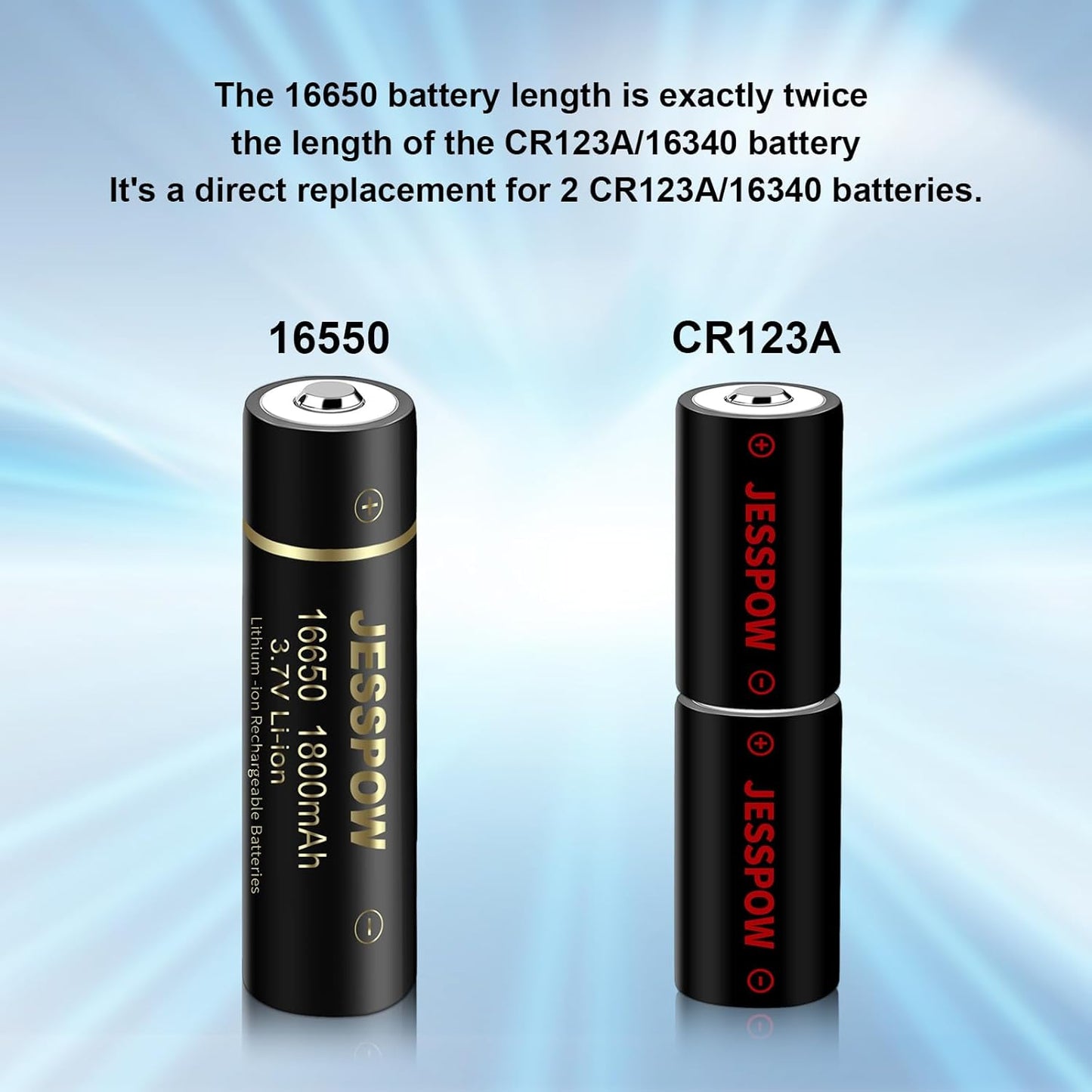 16650 Rechargeable Battery 3.7V - 2 Pack