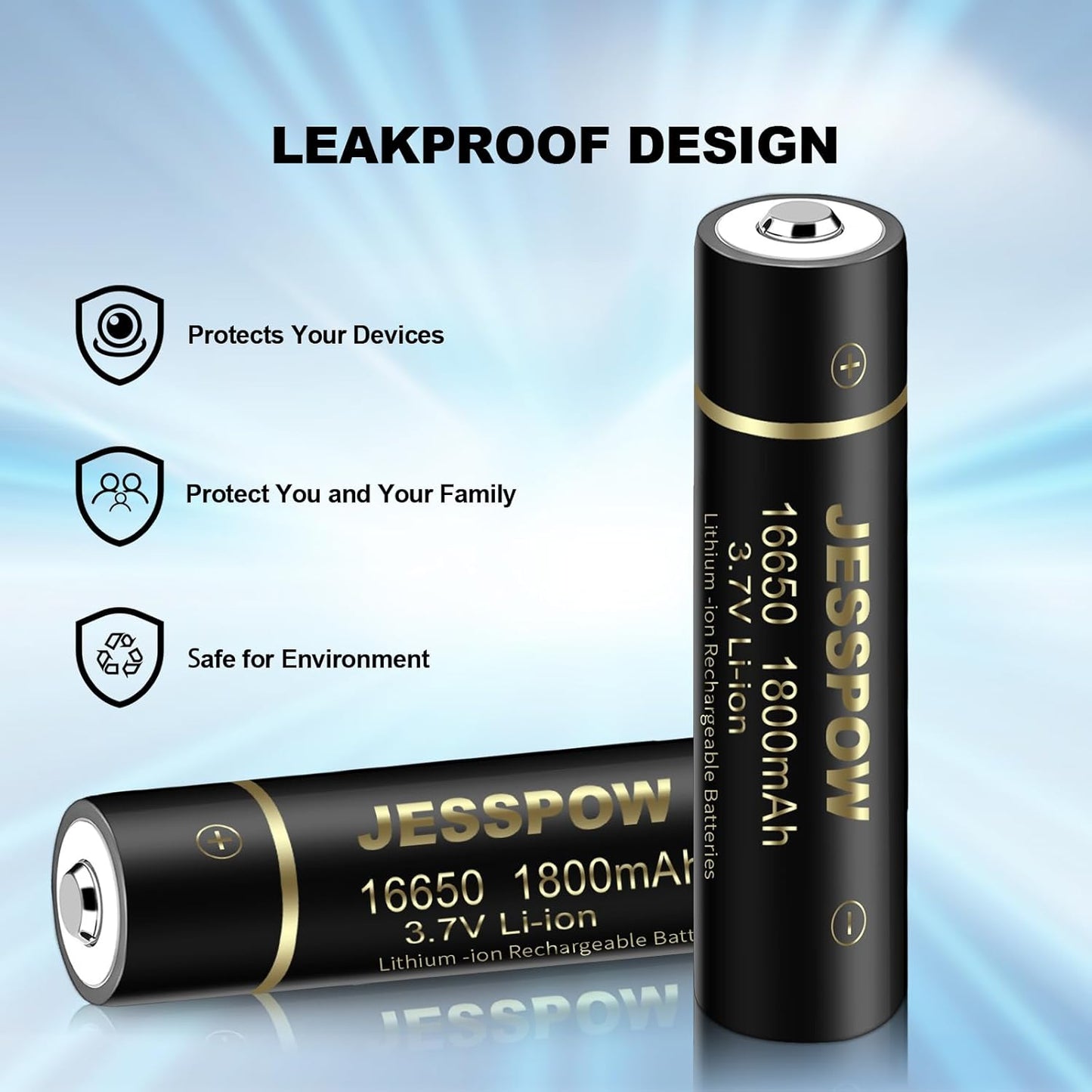 16650 Rechargeable Battery 3.7V - 2 Pack