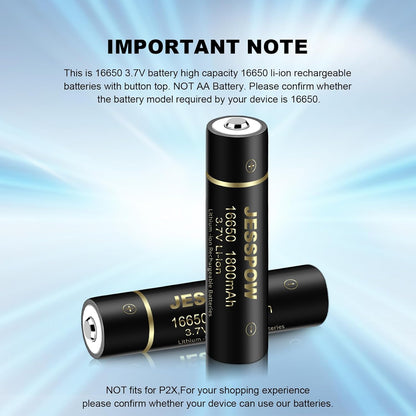 16650 Rechargeable Battery 3.7V - 2 Pack