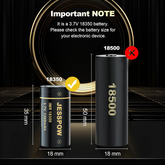 18350 Rechargeable Battery 3.7V - 2 Pack