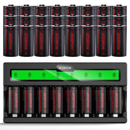 CR123A 32 Pack 3.7V Rechargeable Battery with Charger
