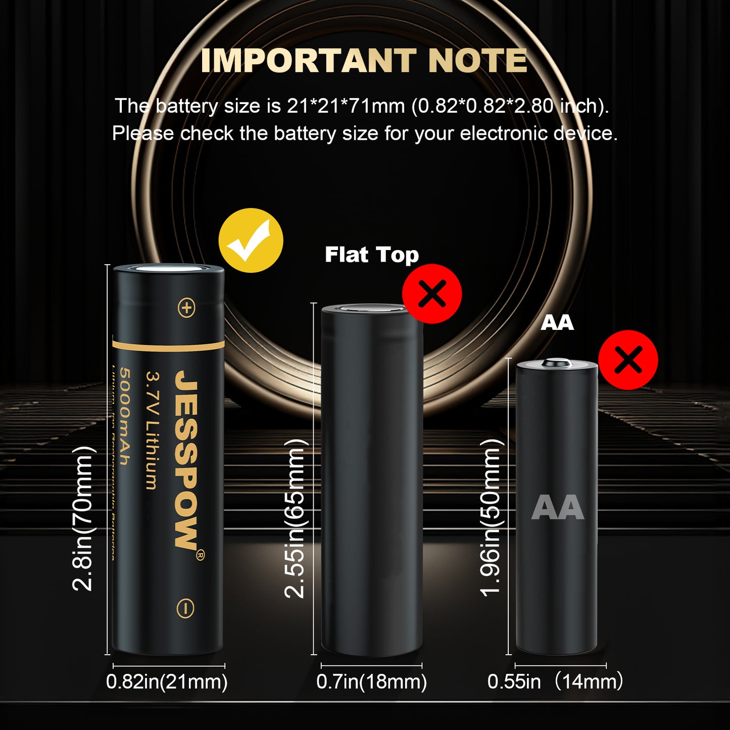 2 Pack 21700 3.7 V Rechargeable Batteries